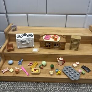 Epoch Calico Critters Kitchen Dollhouse Furniture VTG Tiny Foods Too Cute
